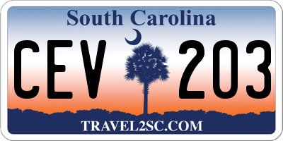 SC license plate CEV203