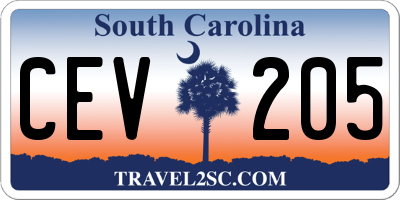 SC license plate CEV205