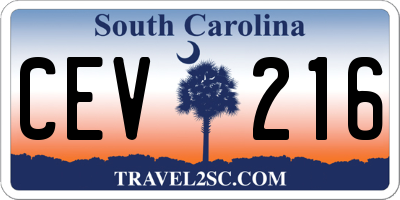 SC license plate CEV216