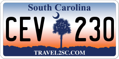 SC license plate CEV230