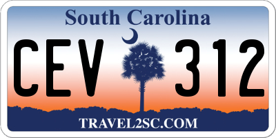 SC license plate CEV312
