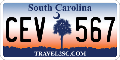 SC license plate CEV567