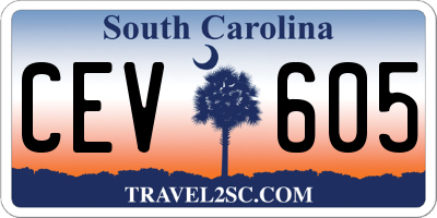 SC license plate CEV605