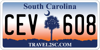 SC license plate CEV608
