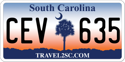 SC license plate CEV635