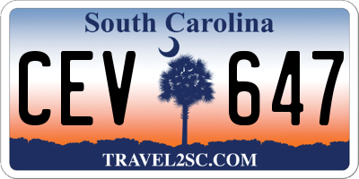 SC license plate CEV647
