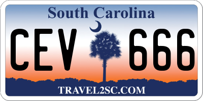 SC license plate CEV666