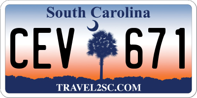 SC license plate CEV671