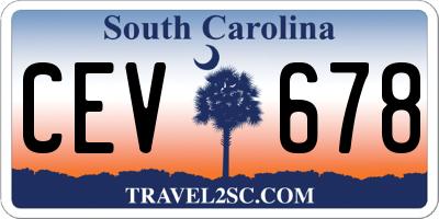SC license plate CEV678