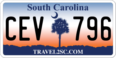 SC license plate CEV796
