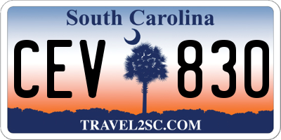 SC license plate CEV830