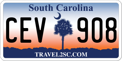 SC license plate CEV908
