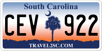 SC license plate CEV922
