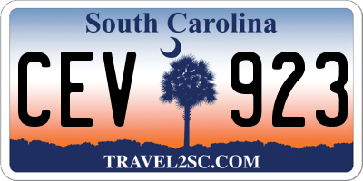 SC license plate CEV923