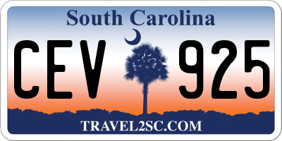 SC license plate CEV925
