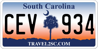 SC license plate CEV934