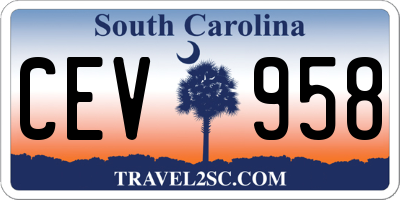 SC license plate CEV958