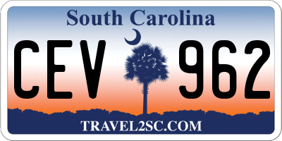 SC license plate CEV962
