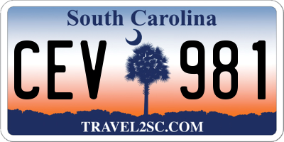 SC license plate CEV981