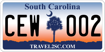SC license plate CEW002
