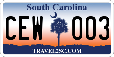 SC license plate CEW003