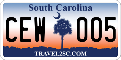 SC license plate CEW005