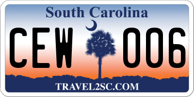SC license plate CEW006