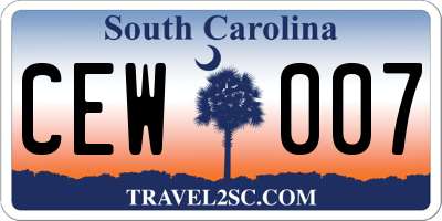SC license plate CEW007