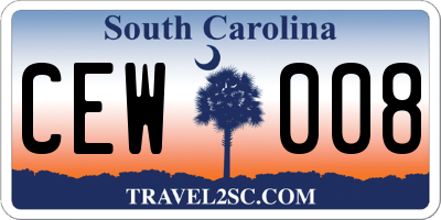 SC license plate CEW008