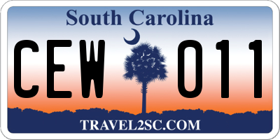 SC license plate CEW011