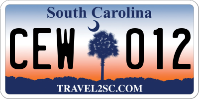 SC license plate CEW012