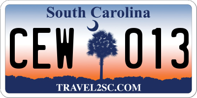 SC license plate CEW013