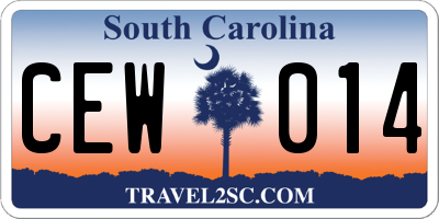 SC license plate CEW014