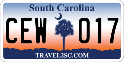 SC license plate CEW017