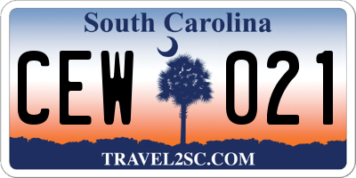 SC license plate CEW021