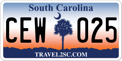 SC license plate CEW025