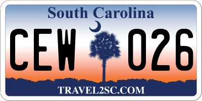SC license plate CEW026