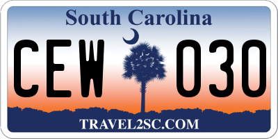 SC license plate CEW030