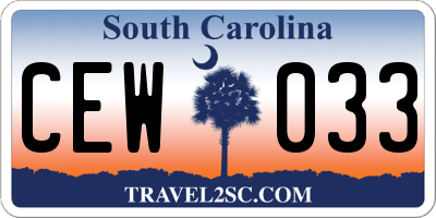 SC license plate CEW033