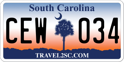 SC license plate CEW034
