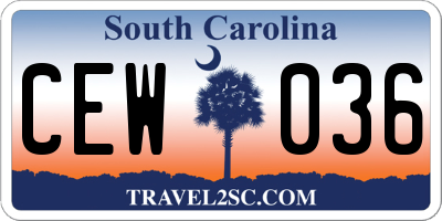 SC license plate CEW036