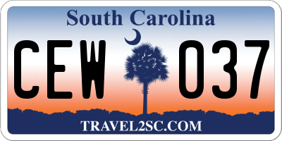 SC license plate CEW037