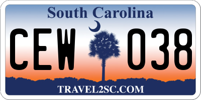 SC license plate CEW038