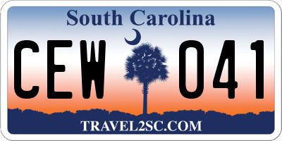 SC license plate CEW041