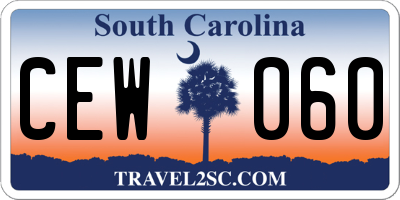 SC license plate CEW060