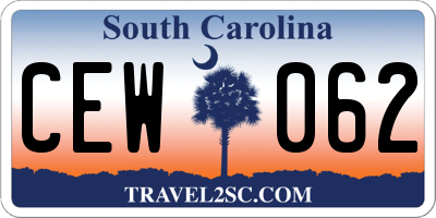 SC license plate CEW062