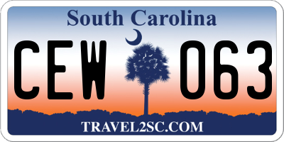 SC license plate CEW063