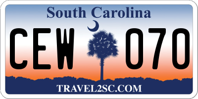SC license plate CEW070
