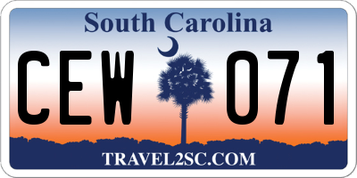SC license plate CEW071