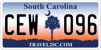 SC license plate CEW096